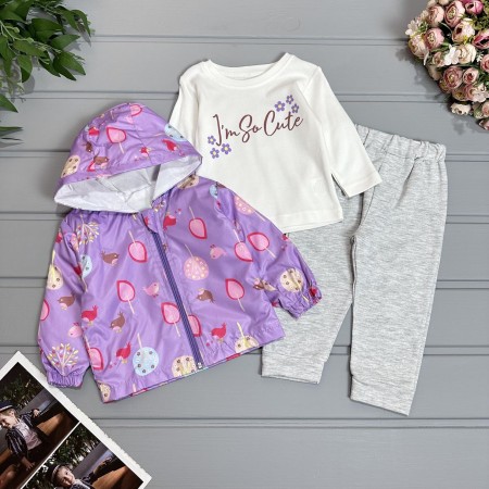 Костюм трійка Пташка фіолетовий