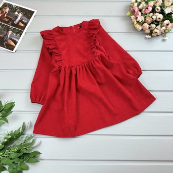 Сукня мікровельвет червона, волани