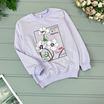 Світшот Квіти фіолетовий