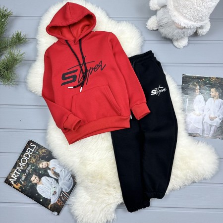 Костюм червоний тринитка на флісі