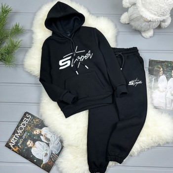 Костюм чорний тринитка на флісі