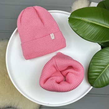 Шапка + хомут рожевий